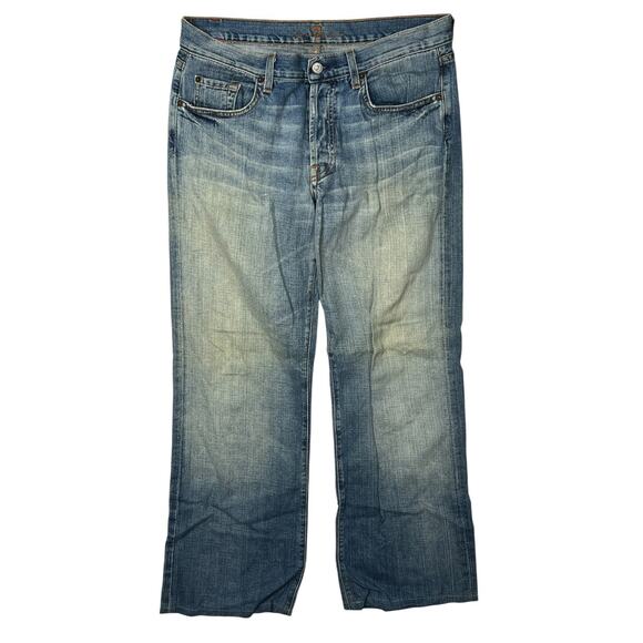 7 For All Mankind 7FAM Extra Long Relaxed Button Fly Denim Jeans Mens 34x30 - Picture 1 of 8